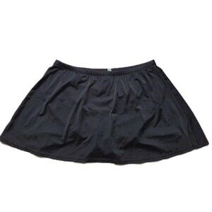 Aquabelle Swim Skirt Womens 14 Black High Waisted Swim Bottom Skirted Bikini EUC